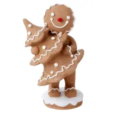 7.75" Gingerbread Man with Christmas Tree Figurine &ndash; Festive Holiday Decor