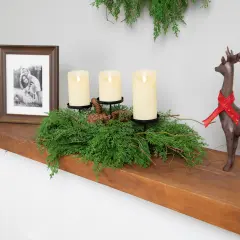 Northlight Pine Cone and Mixed Foliage Christmas Pillar Candle Holder - 30" Green