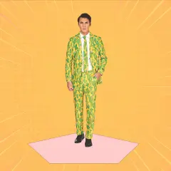 Bright Sunny Yellow Cactus Adult Costume Slim Fit for Cinco de Mayo and Parties