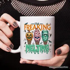 I&rsquo;m Freaking Melting Frankenstein Mug, Funny Ice Cream Halloween Gift for Summer Spooky Season