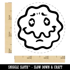 Wavy Smile Face Sick Unwell Nausea Uneasy Trippy Self-Inking Rubber Stamp Sky Blue