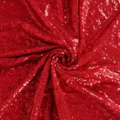 1 Yard Red Glitter Embroidery Sequin Fabric 52" Width Polyester for DIY Backdrop, Curtain & Clothes