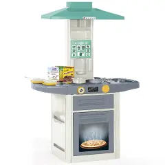 Dolu: Kitchen Set - Green-Yellow-Gray - 20pc Toy Cooking Center, Sound Effects, Stove-Oven Appliance Pretend Play, Dishes & Food Accessories, Kids 3+