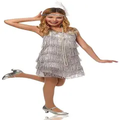 Franco Sliver Flapper Childs Costume, Small Silver