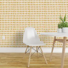Peel & Stick Wallpaper 2FT Wide Gold Spots Geometric Dots Minimalist Shapes Scandi Summer Simple Yellow Custom Removable Wallpaper by Spoonflower