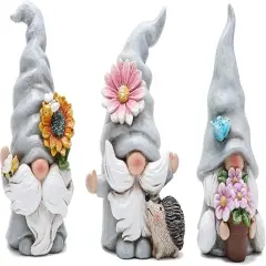 3pcs 4.75" H Spring Summer Gnome Garden Decorations- Tomte Elf Fall Gnome Decorations Gifts -Swedish Elf Dwarf Figurine Table Gnome Decor Indoor Home Decorations (Gnome Gray 2)