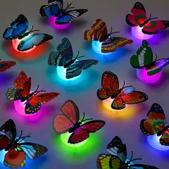 Honoson 24 Pieces 3D LED Butterfly Decoration Night Light Sticker Single and Double Wall Light for Garden Backyard Lawn Party Festive Party Nursery Bedroom Living Room