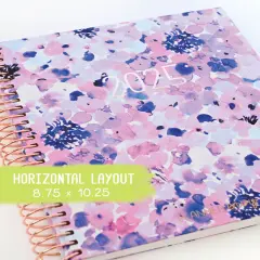 2025 Planner - Horizontal Layout, Spiral Bound - "Purple Hydrangea" (#112)
