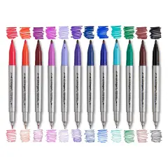 KINGART&reg; Permanent Twin-Tip&trade; Pens 12 Colors