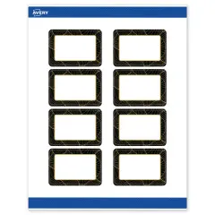 Avery Printable Rectangle Labels with Sure Feed Technology, Pre-Printed Black Border with Gold Pattern, Matte White, 2" x 3", Laser & Inkjet Compatible, 80 Total