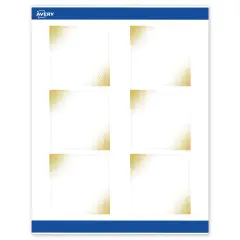 Avery Printable Square Labels with Sure Feed Technology, Pre-Printed Gold Blush Pattern, Matte White, 3" x 3", Laser & Inkjet Compatible, 60 Total, Great for Branding, Marketing, and Events