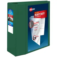 Avery Heavy-Duty View 3 Ring Binder, 5 Inch One Touch EZD Rings, 1,050-Sheet Capacity, 2.3/4.8 Inch Wide Spine, Customizable Clear Cover and Spine, 1 Green Binder (79111)