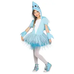 Kids Shark Child Costume Dress with Attached Hood Fin and Sleeve Fins