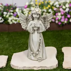 Northlight LED Lighted Angel Holding Heart Statue - 11.75" Beige