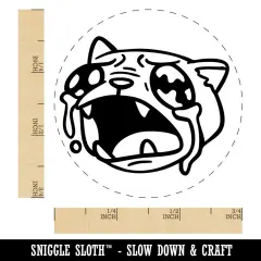 Ugly Crying Cat Watery Eyes Tears Self-Inking Rubber Stamp Crafting Planners Purple