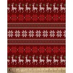 Reindeer Holidays Cotton Fabric | By the Yard | Sewing and Crafting | 44 inches wide