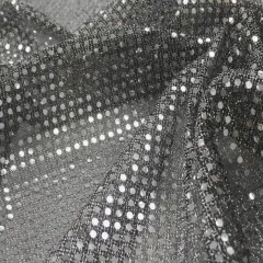 1 Yard Black or Silver Confetti Dot Sequin Fabric Sparkly Lightweight Knit 42/43" Wide