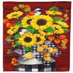 Sunflower Milk Can Garden Flag 2 Sided Textured