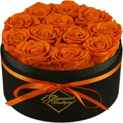 12 Real Preserved Roses in a Velvet Black Box