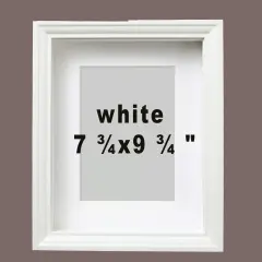 7 &frac34;x9 &frac34;" White Frame with Acid-Free Mat &ndash; Deep Profile for Hanging or Standing, Plastic Front Protection