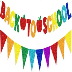 Glitter Back to School Banner and Colorful Glittery