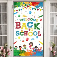 Back to School Banner Door Cover(White)