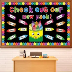 64pcs Colorful Crayon Classroom Bulletin Board
