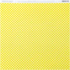 American Crafts Everyday Single-Sided Cardstock 12"X12"-Yellow Gingham