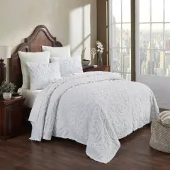 3 Piece Bedroom Bedding Cotton Chenille Coverlet Set Perfect for All-Season Bedroom Use