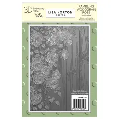 Lisa Horton Crafts Embossing Folder 5"X7"-Rambling Woodgrain Rose