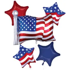 Anagram Patriotic Bouquet Foil Balloon Set Fourth of July Party Decoration Patriotic Balloons