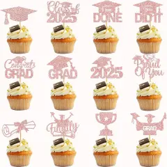 8Pcs Graduation Cupcake Toppers 2025 Graduation Decorations Class of 2025 Cupcake Toppers Graduation Party Decorations 2025 Cupcake Picks Grad Cupcake Toppers (rose gold)