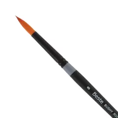 Creative Mark Beste Golden Taklon Bushy Round, #8 Artist Paint Brush, Professional Watercolor Brushes, For Acrylic Painting, Short Handle, Sharp Edges, Hand-Tied & Shaped