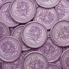 25Pcs Wax Seal Stickers Handmade Envelope Seals Self Adhesive Wax Stickers for Wedding Party Invitations, Envelope, Gift Wrap, Christmas(Rose Style, Lilac Purple Wax)