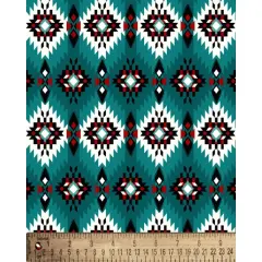 Southwest Spirit Diamond Teal Cotton Fabric | By the Yard | Sewing and Crafting | 44 inches wide