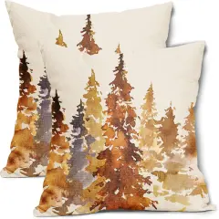 Set of 2 Burnt Orange Fall Tree Pillow Covers 20X20 inch