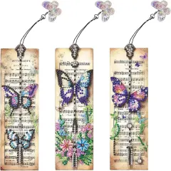 3pcs Butterfly Diamond Painting Bookmark Kits for Adult