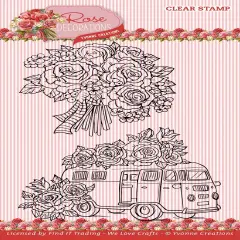 Find It Trading Yvonne Creations Clear Stamps-Suitcase, Rose Decorations