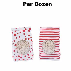 Patterned Tin Tie Treat Bags with Window - 12 Pc. Red