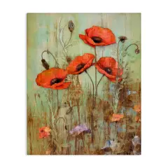 Stupell Industries Rustic Red Poppies Canvas Wall Art