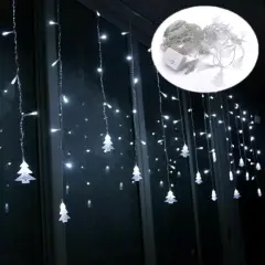 Kitcheniva Hanging Icicle And Christmas Curtain Lights White xmas curtain