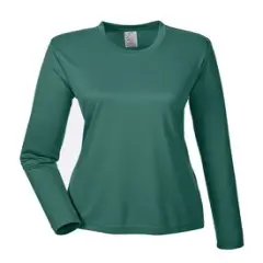 UltraClub&reg; Ladies Cool & Dry Performance Long-Sleeve Top Forest Green