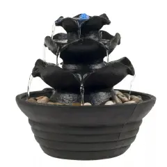 Tabletop Electric Water Fountain 3 Tier Cascading Indoor Waterfall w/ LED Light