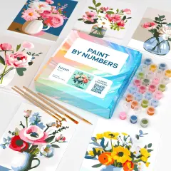 6 Pack Flower Symphony Paint by Numbers Kit - 6.3 x 7.87 inch