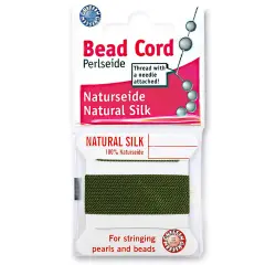 Size 16 Griffin Bead Cord 100% Natural Silk Olive