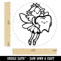 Tooth Fairy with Large Molar Flying Pixie Self-Inking Rubber Stamp Crafting Pink