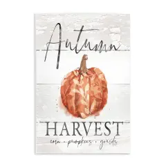 Autumn Harvest Seasonal Rustic Patterned Pumpkin Sign Wall Plaque Art