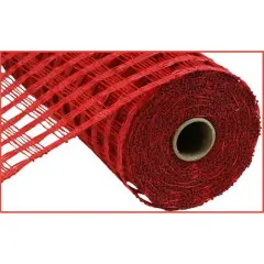 10" Poly Burlap Check Mesh Ribbon: Red