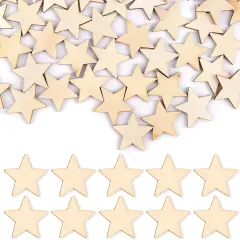 100 Pack Wood Stars Cutouts Unfinished Wooden Pieces Blank Slices