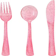 150 Pcs Pink Silverware for Baby Shower